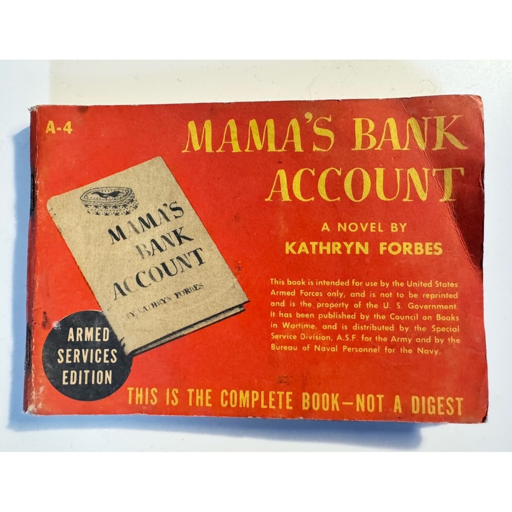 RARE 💥WW2 Armed Services Edition - A-4💥Mama's Bank Account STAMPED + RED CROSS
